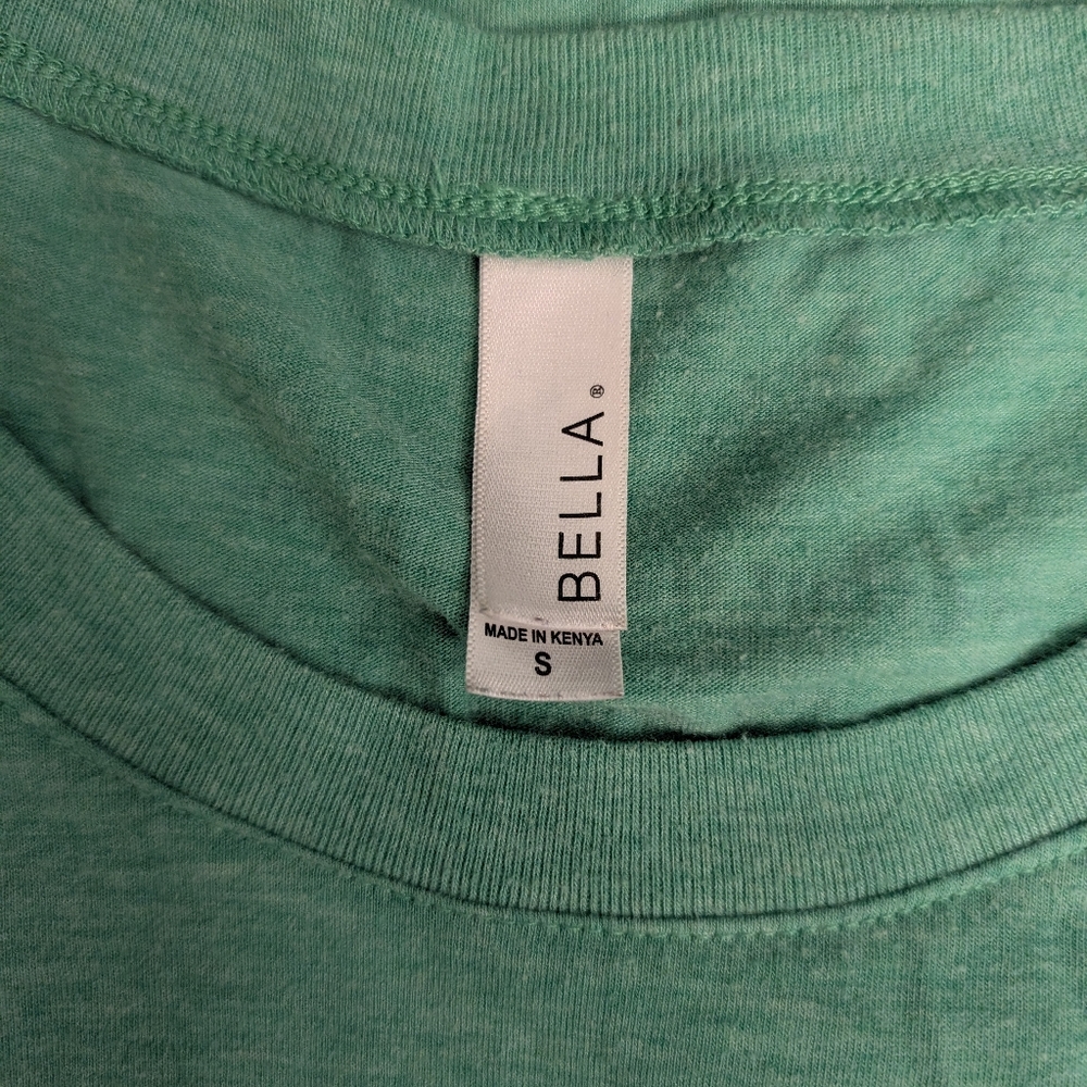 Bella Canvas Heather Green Tee with Blue Text - Picture 4 of 4